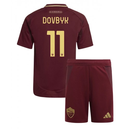 Otroški Nogometni dresi AS Roma Artem Dovbyk #11 Domači 2024-25 Kratek Rokav (+ Kratke hlače)